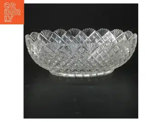 Oval glas skål med mønster (str. 21x13x7 cm)