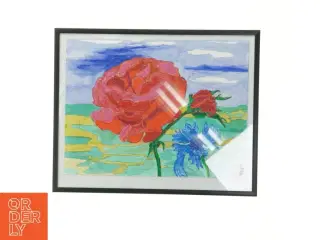 Indrammet blomstermaleri (str. 36x29 cm)