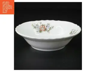 Blomsterdekoreret porcelænsskål (str. 15 x 4 cm)