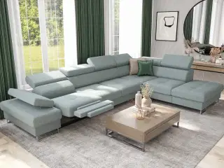 GALAKSE RELAX HJØRNESOFA MED SOVEFUNKTION 225X350 CM Lys Blå G70 HØJRE