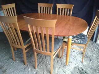 Gangsø Spisebord/ udtræksplade + 6 stole
