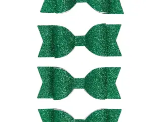 Sløjfe , str. 31x85 mm, grøn glitter, 4stk./ 1 pk.