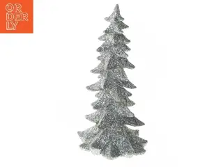 Sølvglimmer juletræ med lys (str. 25 cm)