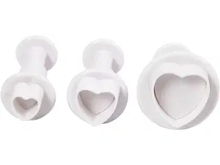 Udstikkere med præg, hjerte, diam. 2+2,3+3 cm, hvid, 3stk./ 1 pk.