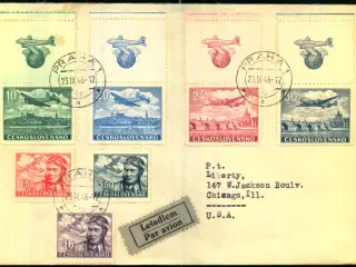 Luftpost Brev fra Tjekoslovakiet til U.S.A. 23 - 9 - 46