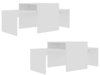 Sofabordssæt 100x48x40 cm konstrueret træ hvid højglans