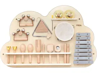 VIGA Aktivitetstavle Slagtøjsinstrumenter , H: 48 cm, L: 75, B: 6,6, 12dele/ 1 pk.