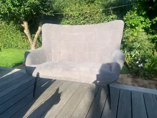 Sofa grå fløjl 2prs