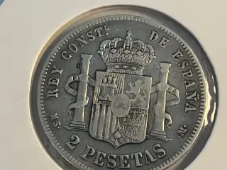 2 Pesetas 1882 - Renset