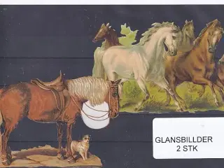 Glansbilleder - Heste - 2 Stk.