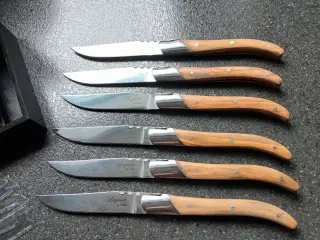 Steak knive 6 stk i rustfri stål med oliventræ skæ