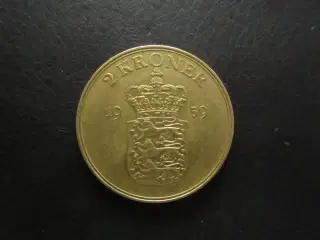 2 kr 1959 pænt eksemplar