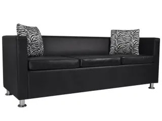 Sofa 3-pers. kunstlæder sort