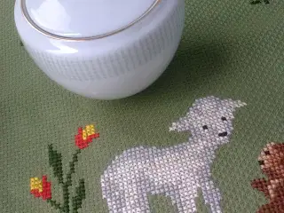 Retro påske FÅR LAM hvid skål m guldkant