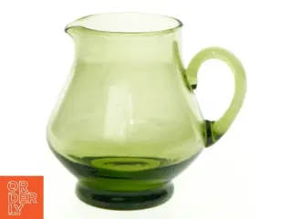 Retro flødekande i grønt glas (str. 8 x 7 cm)