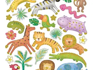 Stickers, vilde dyr, ark 15x16,5 cm, 1 ark
