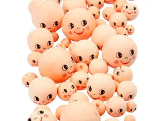 Vathoveder med Ansigtsudtryk - 100 stk. i Lys Pudder