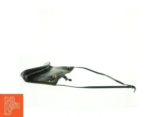 Sort læder skuldertaske (str. 31 x 22 cm)