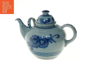 Blåmalet keramisk tekande (str. Ø 20x16 cm)