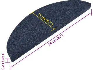 Selvklæbende trappemåtter 15 stk. 56x17x3 cm blå