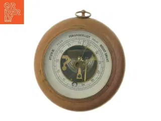 Vintage barometer med træramme (str. Ø 16 cm)