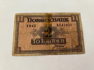 2 Kroner Norge 1942 - London seddel - Meget slidt