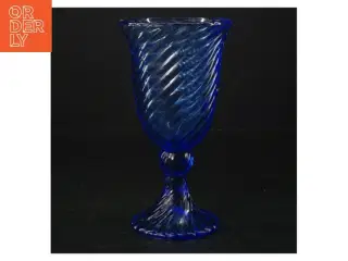 Blåt drikekglas (str. H. 16,5 cm)