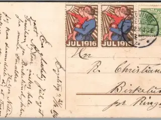 Julemærke 1916 på Postkort