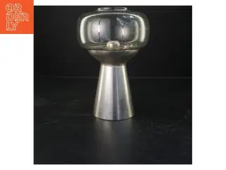 Industriel bordlampe i glas og metal fra W.GERMANY (str. 26x17 cm)
