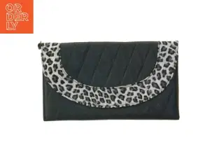 Sort pung med leoparddesign (str. 24x14 cm)