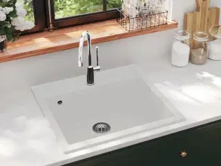 Køkkenvask granit enkelt vask hvid