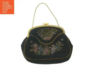 Vintage broderet håndtaske (str. 21x17 cm)