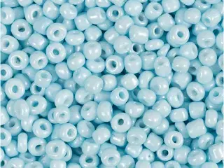 Rocaiperler, diam. 3 mm, str. 8/0, hulstr. 0,6-1,0 mm, lys blå, 25g/ 1 pk.