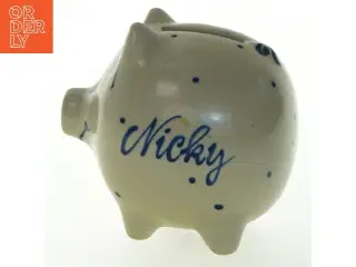 Keramisk sparegris med navn Nicky (str. 9x7 cm)