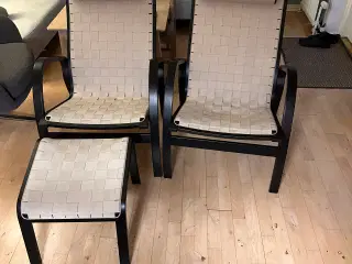2 lænestole sælges + 1 Fodskammel 