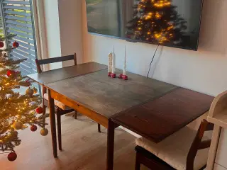 Palisander spisebord + tillægsplade + 6 stole