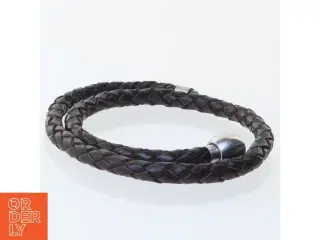 Flettet læderarmbånd (str. 41,5. cm)