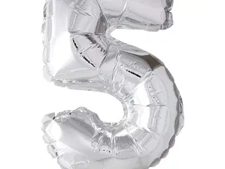 Folieballon, 5, H: 41 cm, sølv, 1 stk.