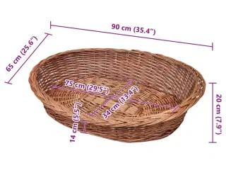 Hundekurv 90 cm pileflet naturfarvet