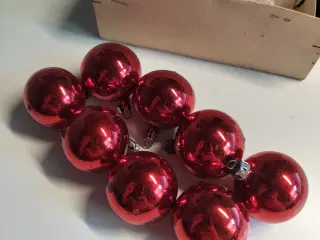 julepynt gammelt 8 stk gamle røde julekugler i gla