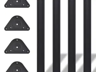 4 bordben, justerbar højde, sorte, 710 mm