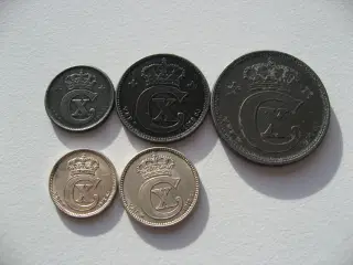 Særdeles flotte/flotte komplet sæt 1918 mønter