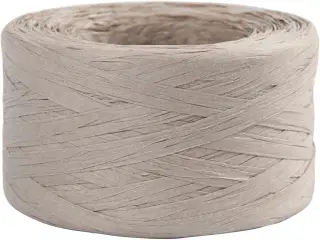 Raffia Papirgarn, B: 7-8 mm, lys grå, 100m/ 1 rl.