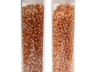 Rocaiperler, diam. 1,7 mm, str. 15/0, hulstr. 0,5-0,8 mm, fersken, lys fersken, 2x7g/ 1 pk.