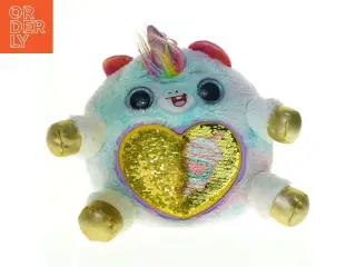 Farverig bamse med hjerte (str. 31 x 27 cm)