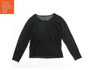 Langærmet sort bluse I uld (str. 58x44 cm)