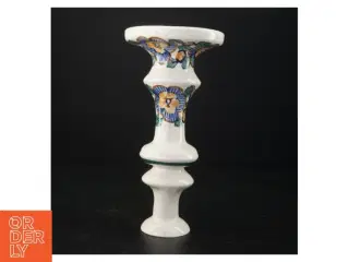 Porcelænslysestage med blomstermotiv (str. 25,5 x 13 cm)