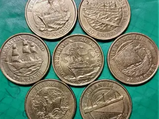 SKIBSMØNTER 20 KR KRONE 2007 - 2011 FORSKELLIGE