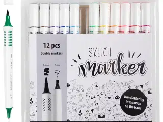 Sketch Marker 12 stk. - Dobbelttuscher i standardfarver