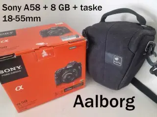 Sony A58 + 18/55mm + 8 GB + taske, Aalborg